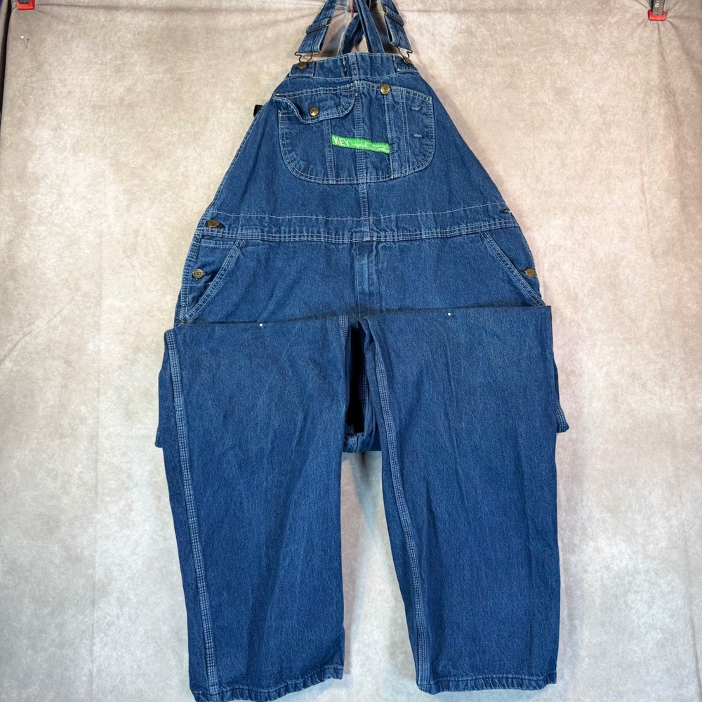 Key Imperial Overalls Men 44x34 Blue Denim Workwear Bibs Work Carpenter Utility